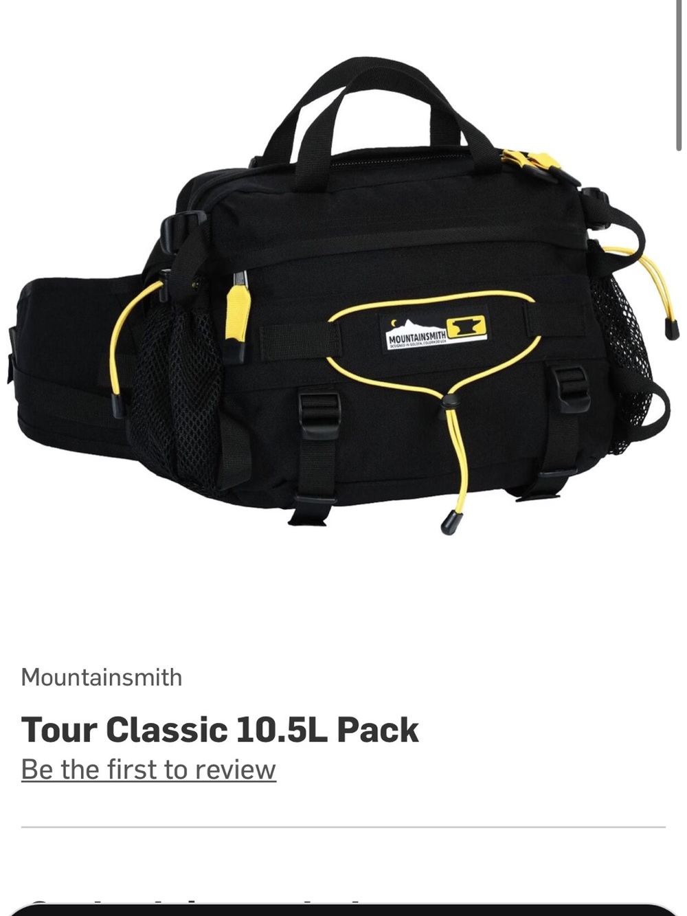 Mountainsmith Tour Classic 10.5L Lumbar Pack Black Yellow Hiking NWOT